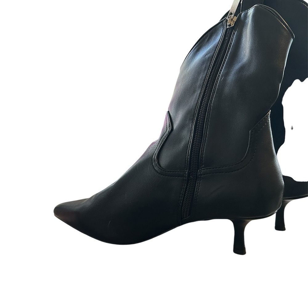 NEW Steven New York Bana Black Faux Leather Black Western Stiletto Bootie 7.5 - Picture 2 of 5